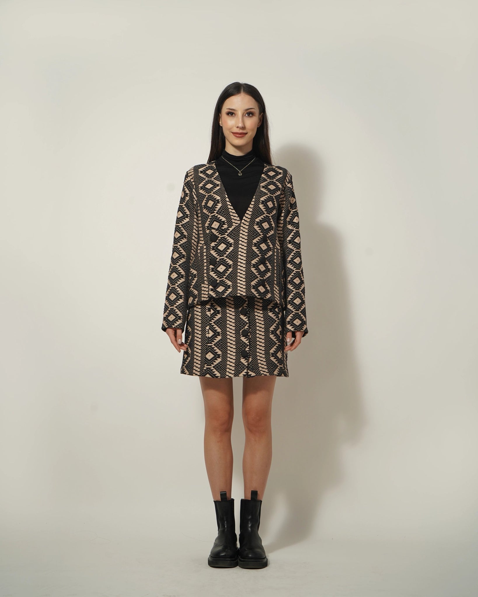 JACQUARD COAT-SKIRT SET - Wabi Sabi