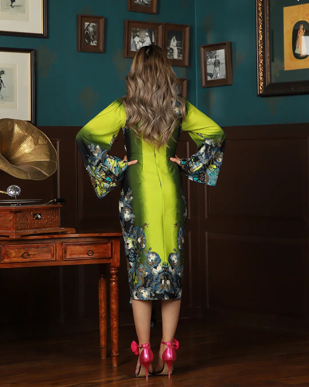 NEON FLORAL RUCHED DRESS - Wabi Sabi