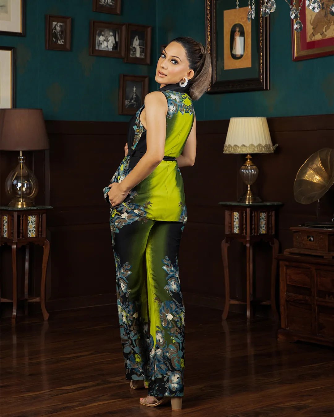 NEON FLORAL SLEEVELESS JACKET SET - Wabi Sabi