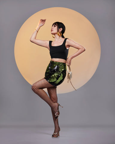 NOIR BLACK-GREEN REVERSIBLE SKIRT - Wabi Sabi