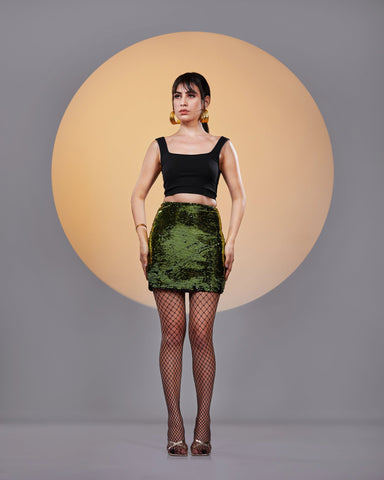 NOIR BLACK-GREEN REVERSIBLE SKIRT - Wabi Sabi