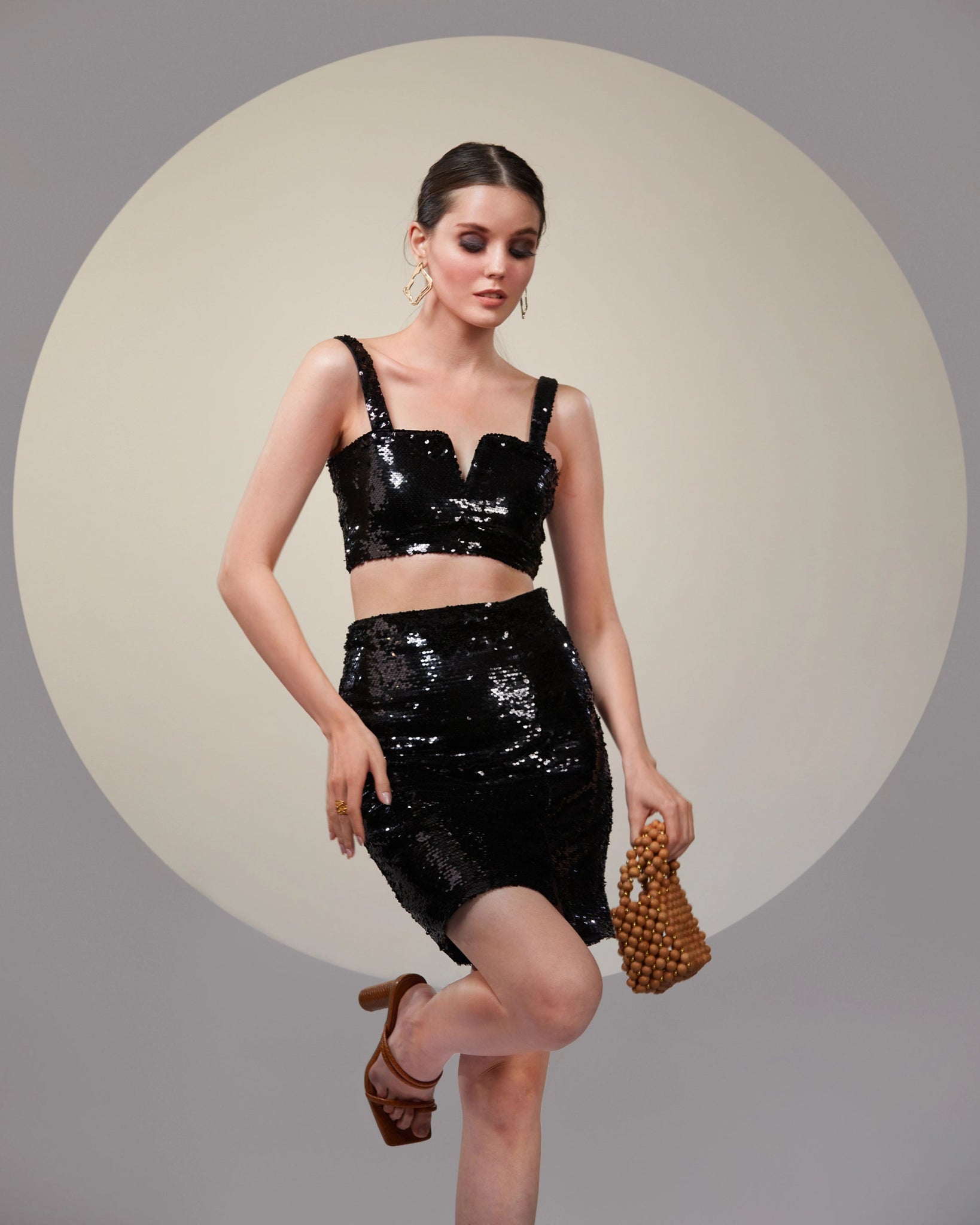 NOIR BLACK MINI SKIRT-CROP TOP SET - Wabi Sabi