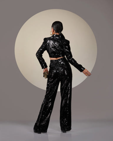 NOIR BLACK PANT-CROPPED BLAZER SET - Wabi Sabi