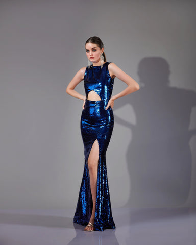 NOIR BLUE CUT OUT GOWN - Wabi Sabi