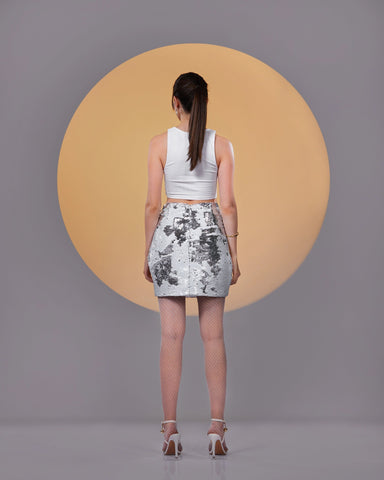 NOIR WHITE-SILVER REVERSIBLE SKIRT - Wabi Sabi