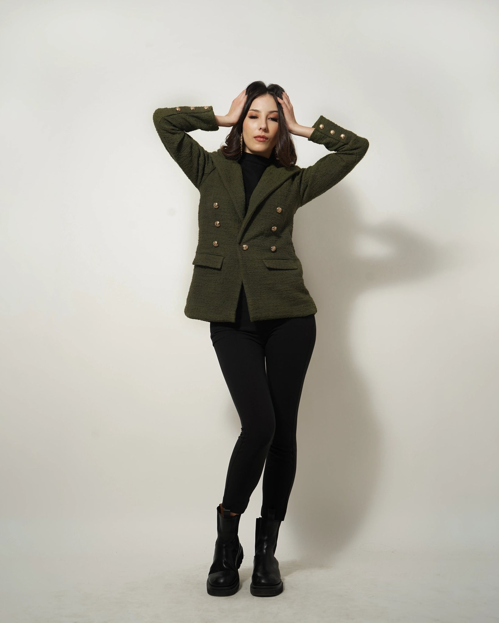 OLIVE TEXTURED BLAZER - Wabi Sabi