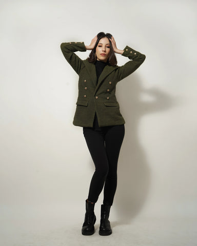 OLIVE TEXTURED BLAZER - Wabi Sabi