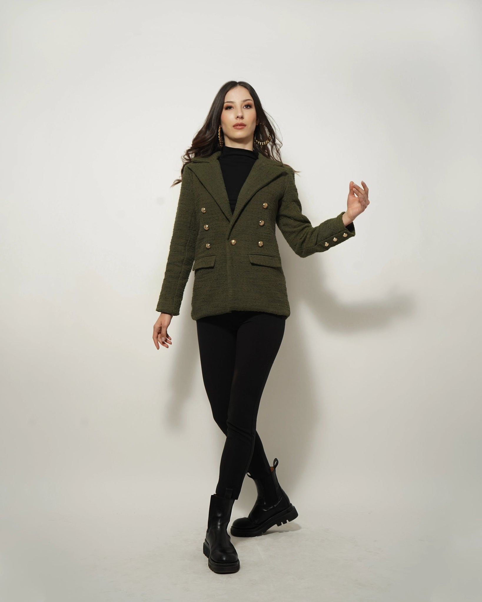 OLIVE TEXTURED BLAZER - Wabi Sabi