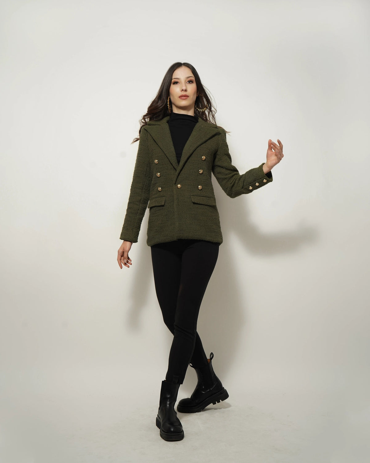 OLIVE TEXTURED BLAZER - Wabi Sabi
