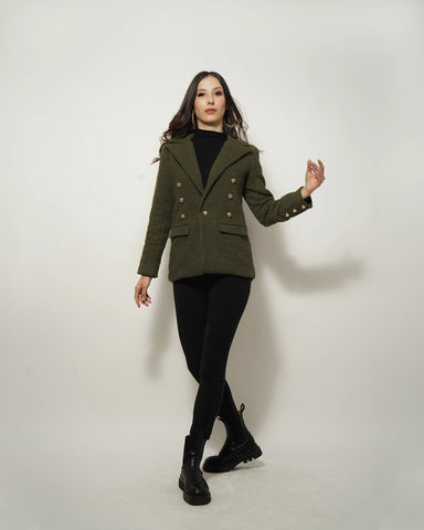 OLIVE TEXTURED BLAZER - Wabi Sabi