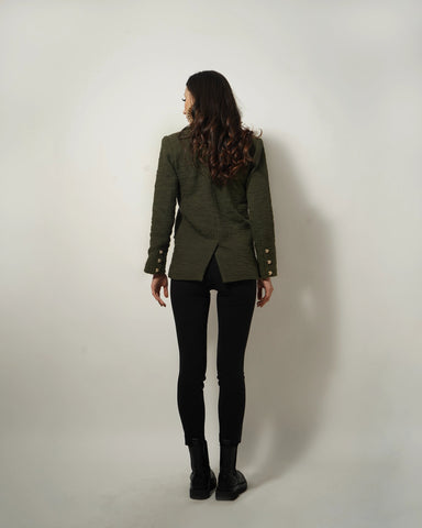 OLIVE TEXTURED BLAZER - Wabi Sabi