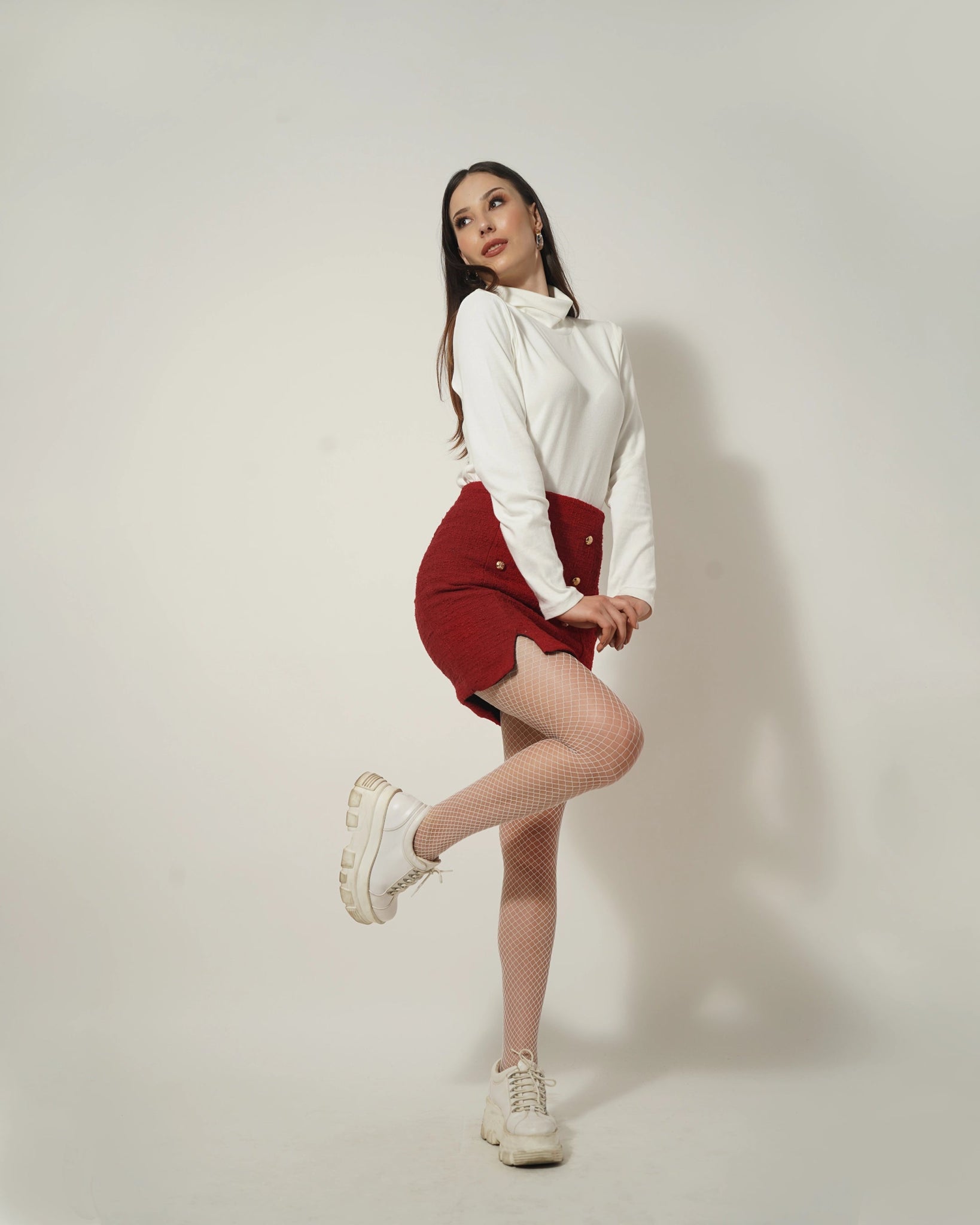 RED ACRYLIC SKIRT - Wabi Sabi