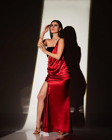 RED SATIN GOWN - Wabi Sabi