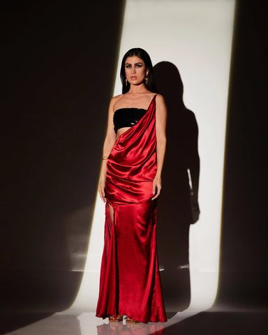 RED SATIN GOWN - Wabi Sabi