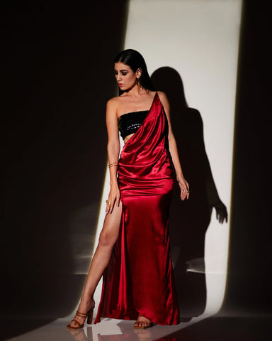 RED SATIN GOWN - Wabi Sabi