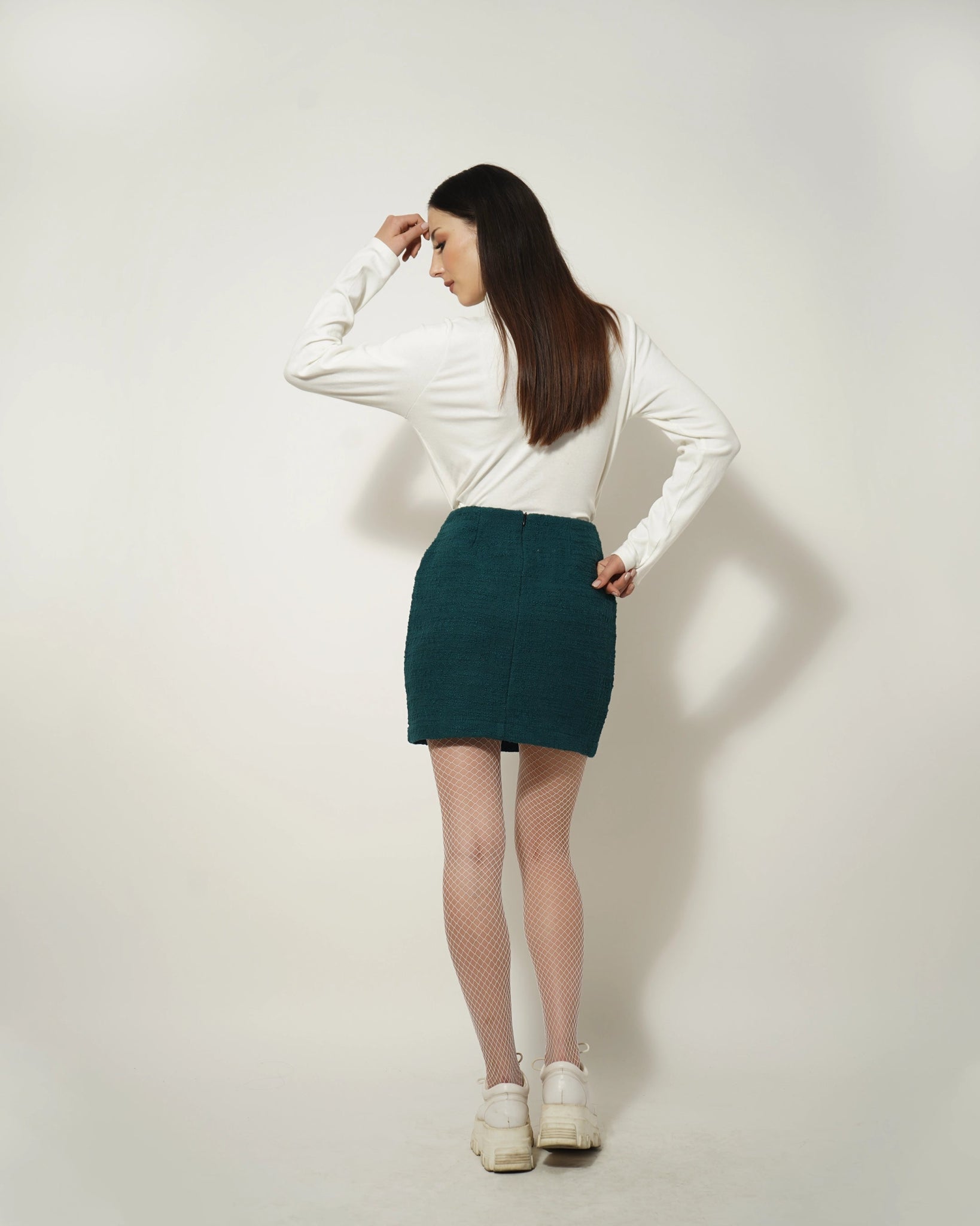 TEXTURED TEAL BLUE SKIRT - Wabi Sabi