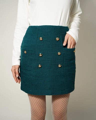 TEXTURED TEAL BLUE SKIRT - Wabi Sabi