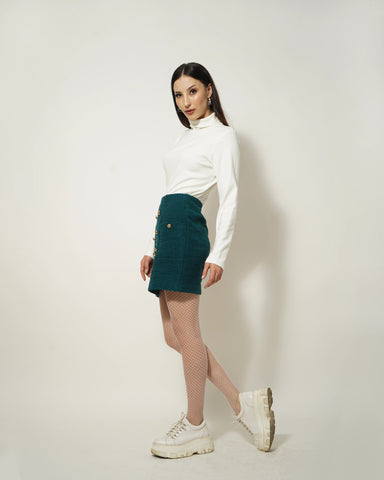 TEXTURED TEAL BLUE SKIRT - Wabi Sabi