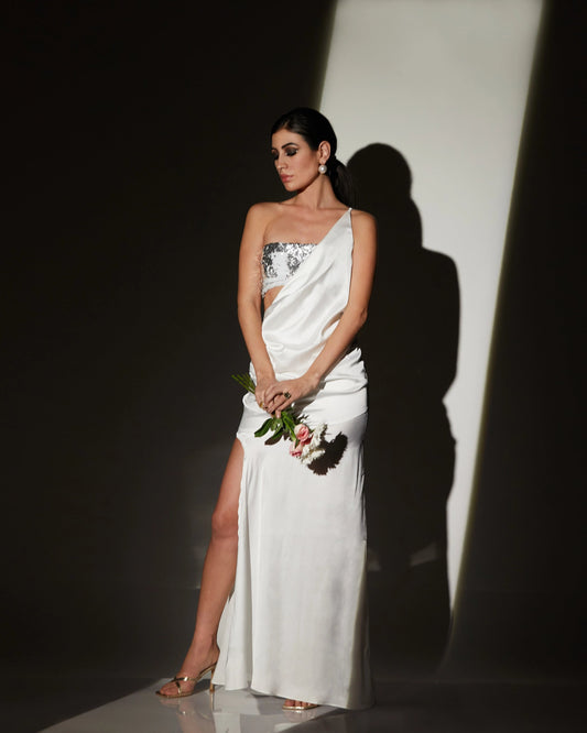 WHITE SATIN GOWN - Wabi Sabi