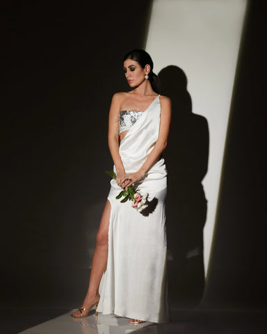 WHITE SATIN GOWN - Wabi Sabi