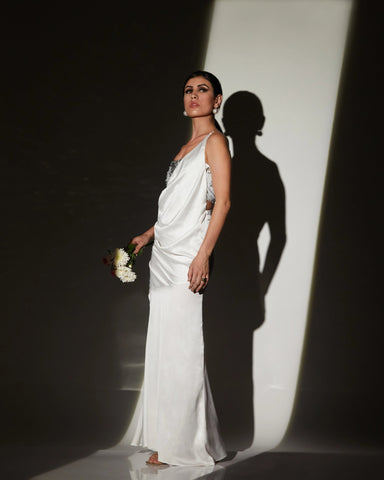 WHITE SATIN GOWN - Wabi Sabi
