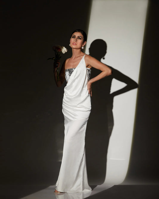 WHITE SATIN GOWN - Wabi Sabi